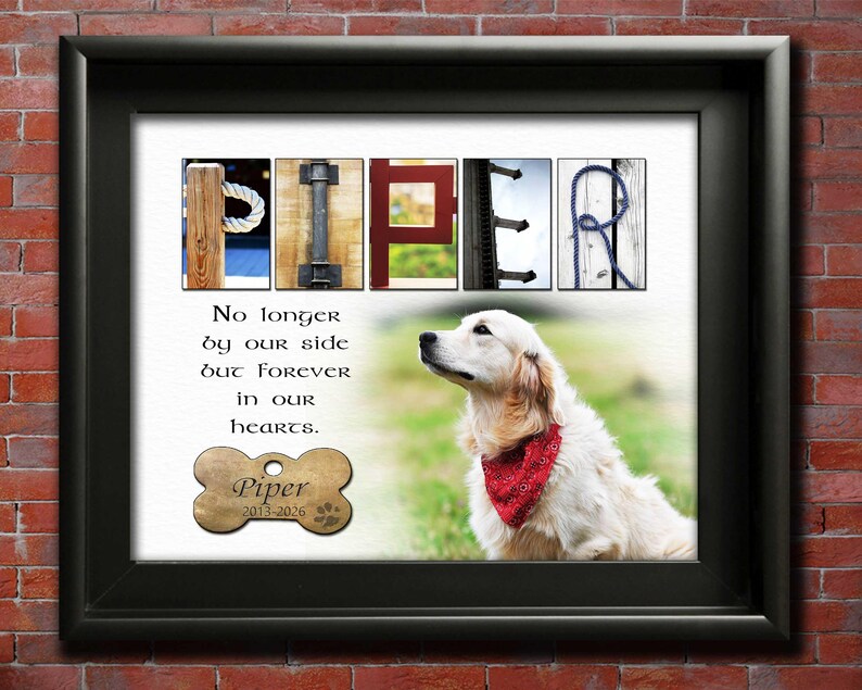 dog memorial gift with meaningful quote and pet portrait photo