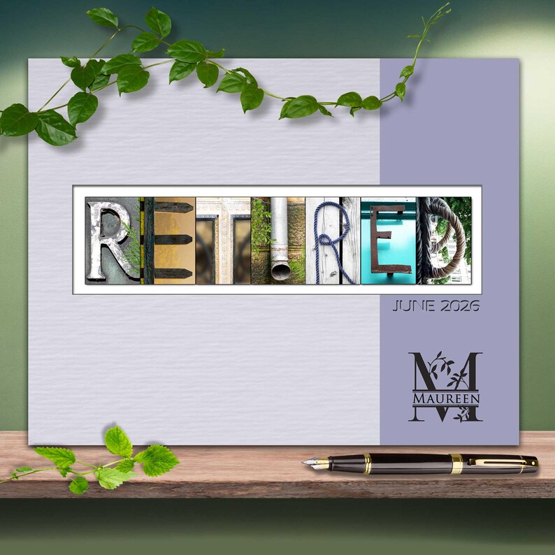 Gift for Retirement Party Guestbook Sign Signable Poster Print Designer Quality Monogram Company Logo image 3