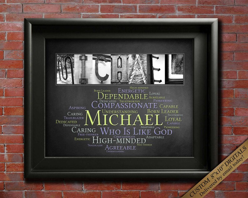 Best Gift for Michael Name Meaning Wall Sign Printable Mike Mick Micky. Most popular boys names.