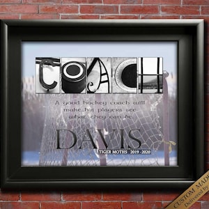 Hockey Coach Gift Ideas, Personalized Hockey Coach Appreciation Gifts Printable