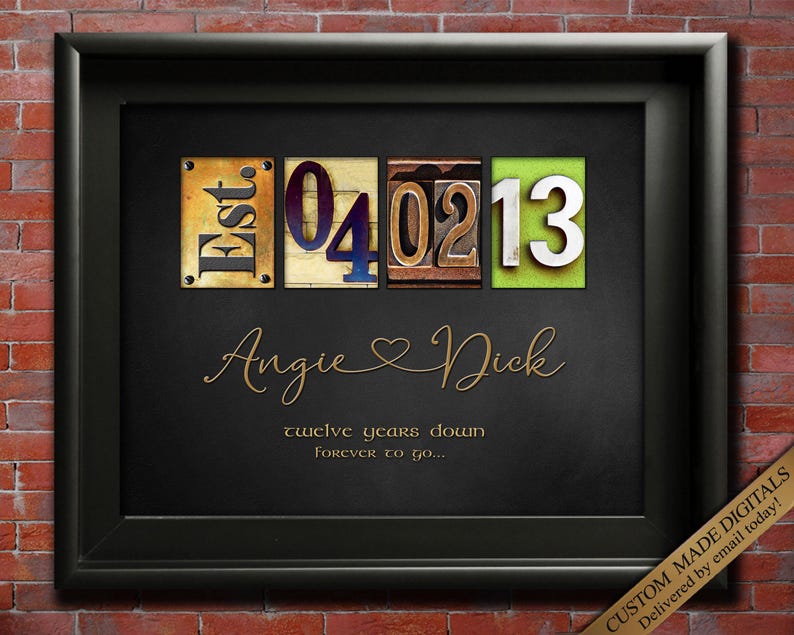 12 years Wedding Anniversary Gift love quote Anniversary frame