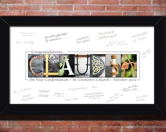 Confirmation Gifts for Girls Party Guestbook Custom Confirmation God Bless Boys Name Print