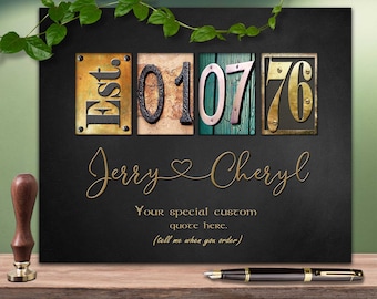 50th wedding anniversary gifts Parents Couples Grandparents Gold Marriage 50 year ANY Date Personalized