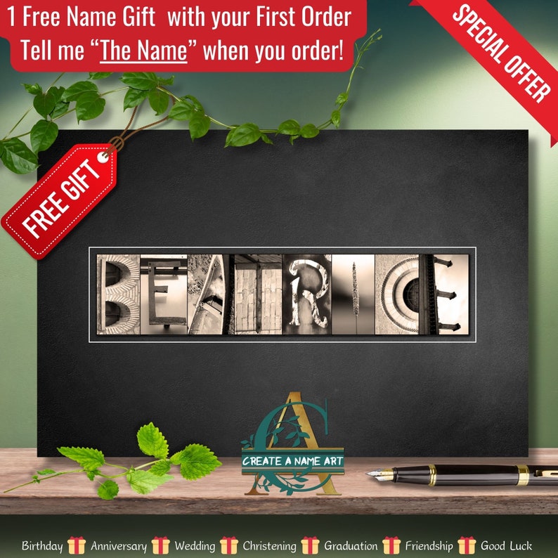 Name Gift to Print and frame special offer free gift