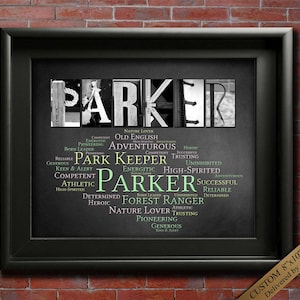 Name Sign Wall Art Décor Personalized Gift Typography Poster Printable Letter Art Name Meaning, 4 Digital Prints Parker or ANY NAME A-Z