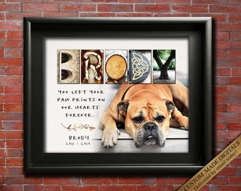 Pet Loss gift ideas Photo Art, Fur Baby Remembrance Custom Portrait Painting Name Gifts