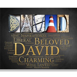 David Name Sign Wall Art Décor Personalized Gift Typography Poster Printable Letter Art Name Meaning - 4 Digital Prints or ANY NAME A-Z