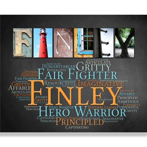 Finley Name Sign Wall Art Décor Personalized Gift Typography Poster Printable Letter Art Name Meaning - 4 Digital Prints or ANY NAME A-Z