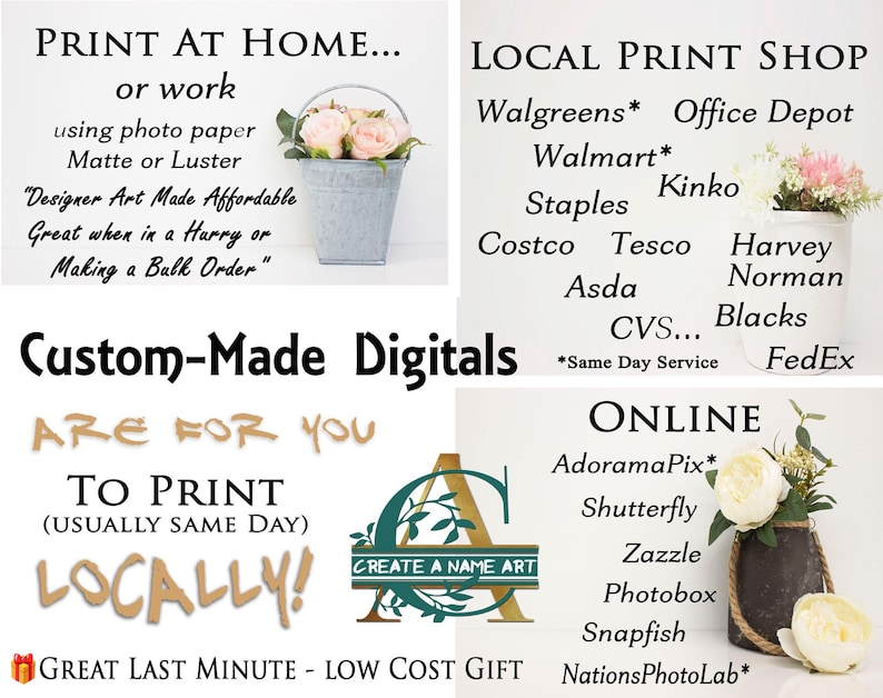 Digital Download option Delivered in 24 hours, No Frame