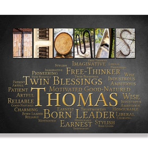 Thomas Name Sign Tom Wall Art Décor Personalized Gift Typography Poster Printable Letter Art Name Meaning, 4 Digital Prints ANY NAME A-Z