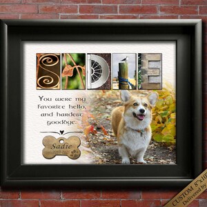 dog memorial gift with meaningful quote and pet portrait photo