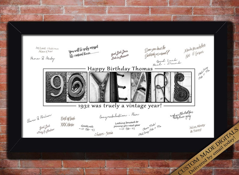 90 YEARS Guest Book printable unique gift for 90th Birthday for all the friends and family to sign