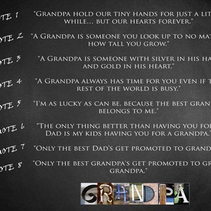 Best Quote Gifts for Grandpa for Christmas Birthday custom made with choice or quotes.
"A Grandpa always has time for you even if the rest of the world is busy."