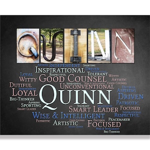 Gift for Kids Name Sign Wall Art Décor Personalized Gift Typography Poster Printable Quinn Art Name Meaning, 4 Digital Prints ANY NAME A-Z