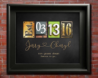 10th Anniversary Gift for Him Her 10 year Tin Aluminium Gifts ALL YEARS Personalized