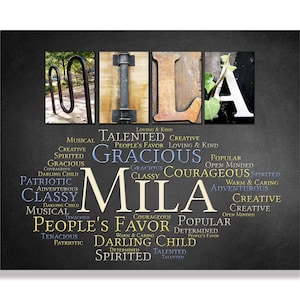 Mila Name Sign Michael Wall Art Décor Personalized Gift Typography Poster Printable Letter Art Name Meaning, 4 Digital Prints ANY NAME A-Z