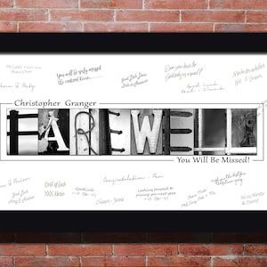 Custom Made Farewell Gift for Him, Goodbye Gift for Her, Moving Guest Book for well wishers to sign. Coworkers, Boss Leaving Gift