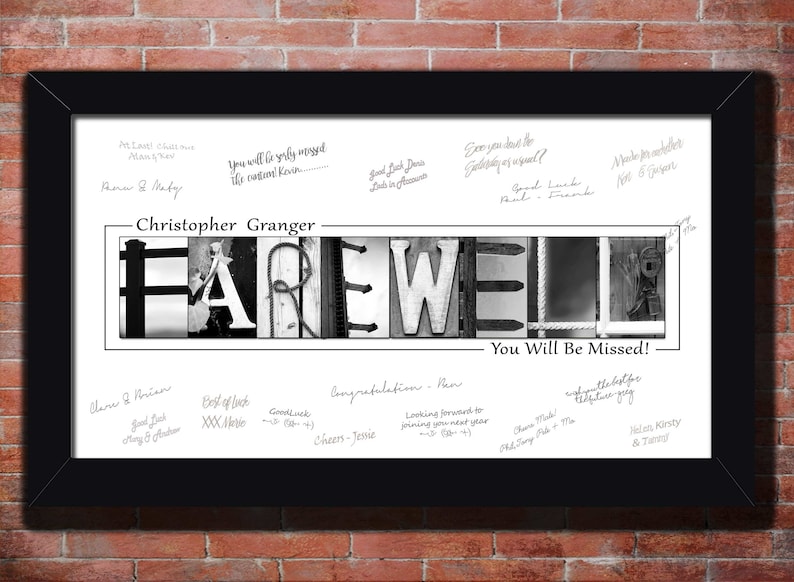 Custom Made Farewell Gift for Him, Goodbye Gift for Her, Moving Guest Book for well wishers to sign. Coworkers, Boss Leaving Gift