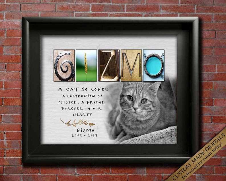 Gift for Cat Memorial gift idea Customized Cat death card Etsy