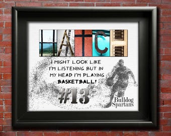 Basketball Player Gift Sign Senior Team Gifts 1000 Points Basketball Print Boy Girl Personalized