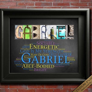 Gabriel Name Sign Wall Art Décor Personalized Gift Typography Poster Printable Letter Art Name Meaning - 4 Digital Prints or ANY NAME A-Z