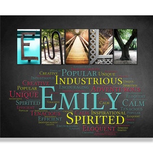 Personalized Sign Gift Wall Art Décor Gift Typography Poster Printable Letter Art Name Meaning - 4 Digital Prints Emily or ANY NAME A-Z