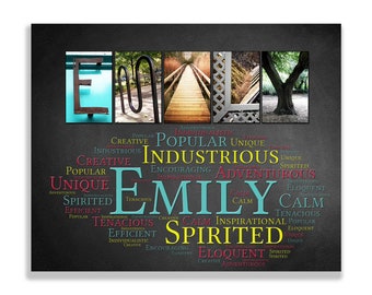 Personalized Sign Gift Wall Art Typography Poster Printable Name Meaning like Emily  ANY-NAME A-Z
