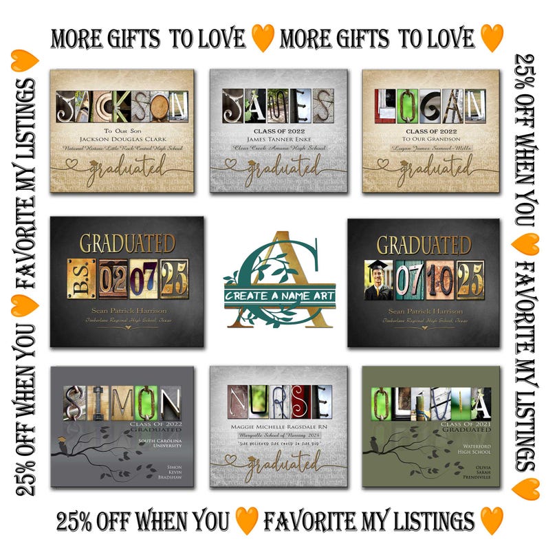 Unusual Etsy Graduation Gifts customized prints