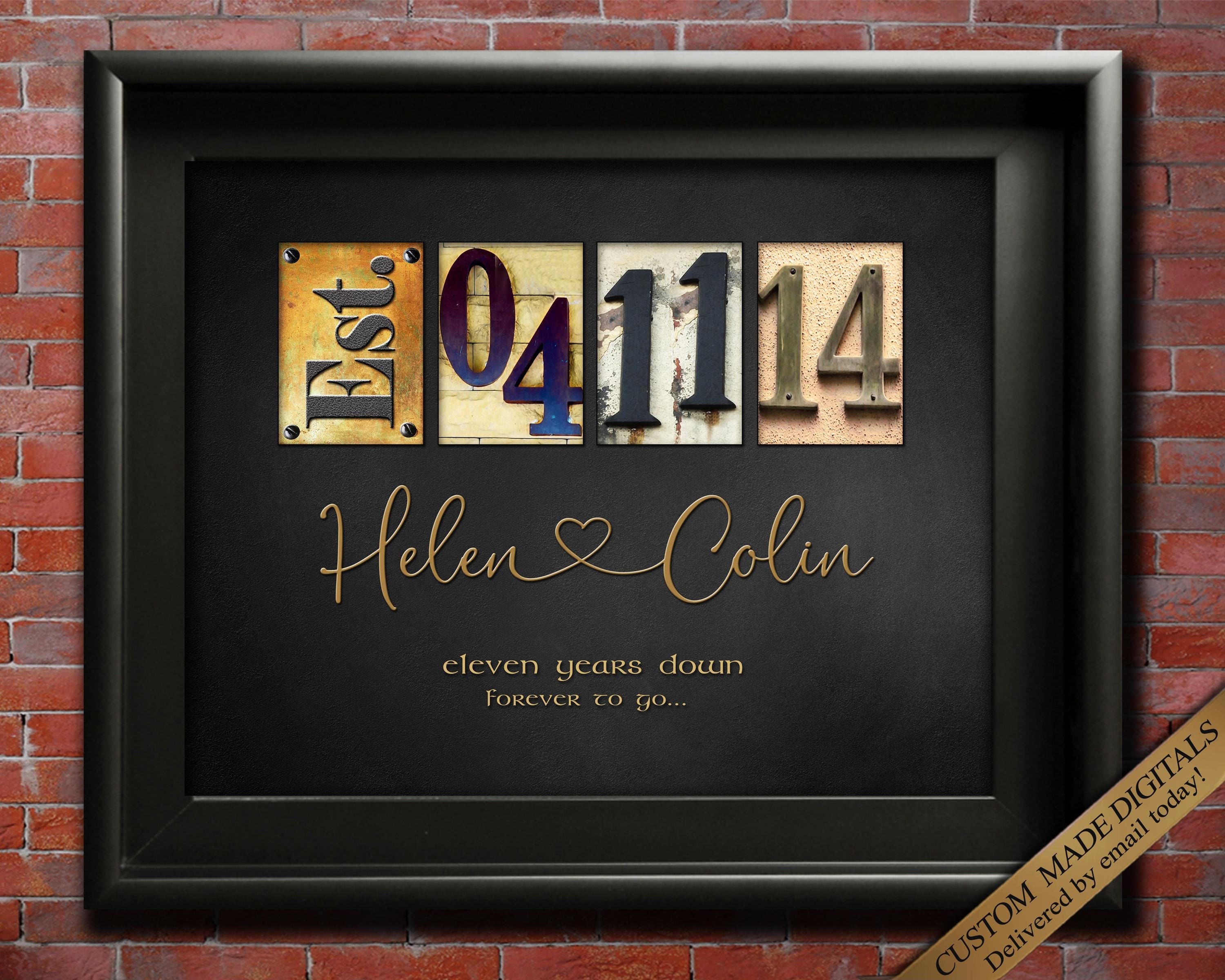 11th Anniversary Gift 11 year Wedding Anniversary Gifts for him Steel Anniversary Gifts for Wife CUSTOM DIGITAL