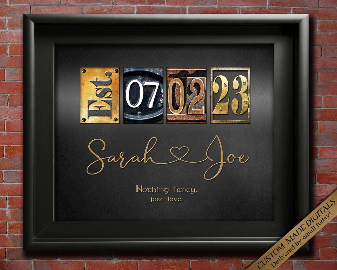 Personalized Wedding Gift for Couple, Anniversary Gifts Nuptials Date ...