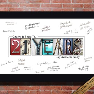 Personalized 21st Birthday Gift for guests at 21st birthday to sign. choose your 21st birthday quote. 21 YEARS printable wall art sign.