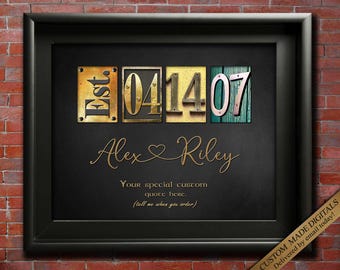 19th Anniversary Gift Him Her 19 year Bronze Wedding Husband Wife ANY DATE Personalized