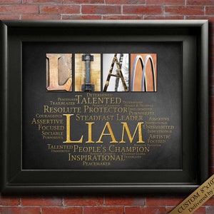 Best Gifts for her Name Art Personalized Poster Printable Art Name Meaning, Best Gift for teens 4 Digital Prints Liam or ANY NAME A-Z