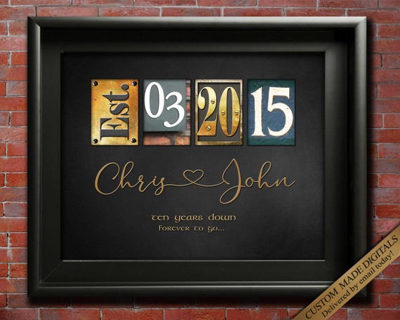 10th Anniversary Gift for Him for Her 10 year Anniversary Gifts Tin  Anniversary Gift for Husband Aluminum Anniversary Gift Wife ANY YEAR - Main Image