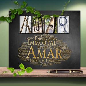 Arabic Indian Hindi Punjabi Islam Name Meaning Gifts - 4 Digital Prints Amar Amir Amari Amare Saadiq Akeem - ANY NAME A-Z
