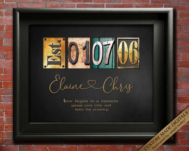 Personalised art work for Wedding Anniversary Gift for couple