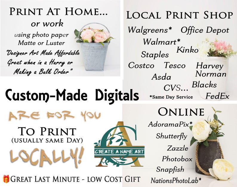 Digital Download option Delivered in 24 hours, No Frame