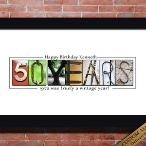 Gift for Men 50th Birthday Gift for family and friend guests at 50th birthday to sign. choose your 50th birthday quote. 50 YEARS printable wall art sign.