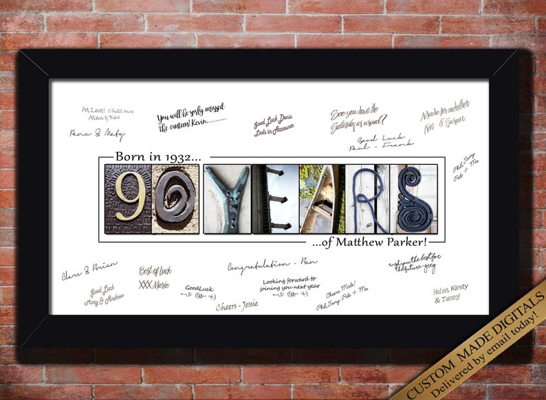 90th Birthday Gift for Mom Dad Grandad Grandma for all the guests to sign 90 YEARS Printable etsy