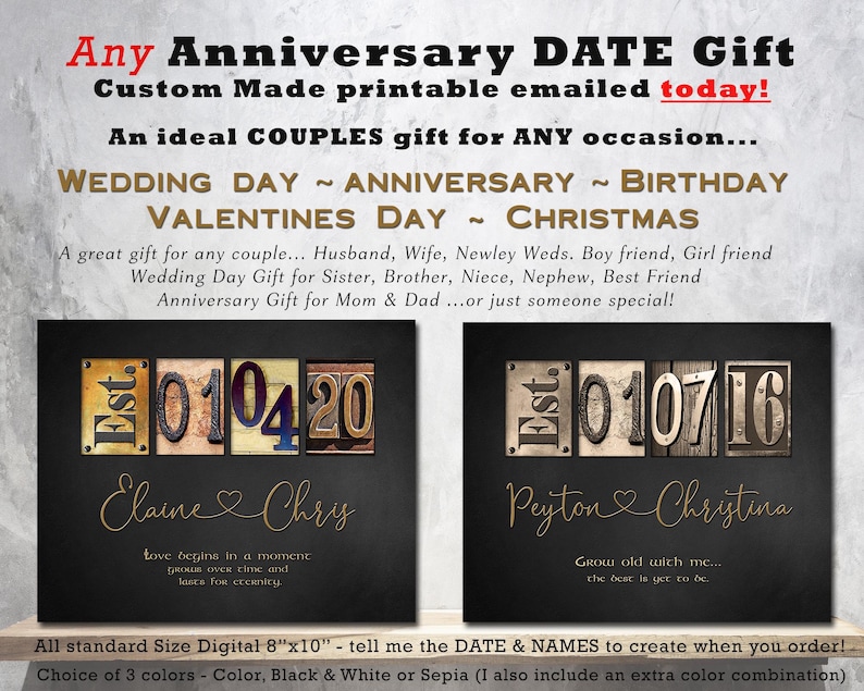 date Wedding Anniversary Gift years Anniversary