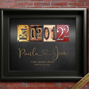 Personalised 2 year Wedding Anniversary Gift for husband and wife couple