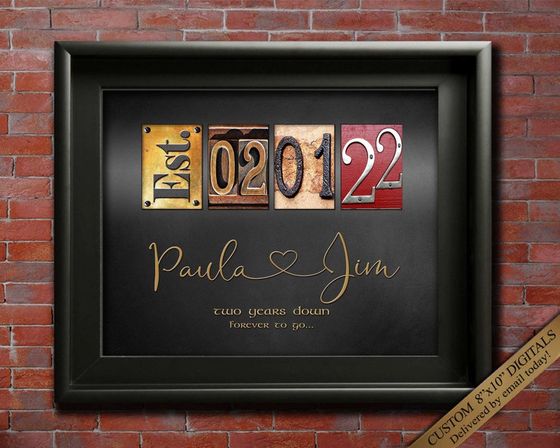 Personalised 2 year Wedding Anniversary Gift for husband and wife couple