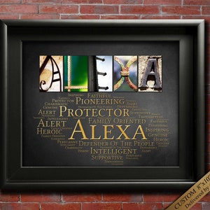 Name Sign Wall Art Décor Personalized Gift Typography Poster Printable Letter Art Name Meaning - Alexa 4 Digital Prints or ANY NAME A-Z