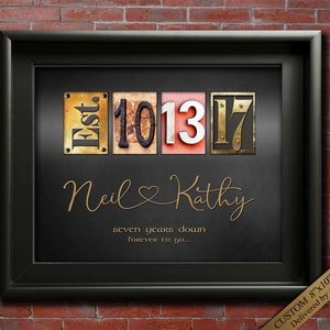 Personalised 7 year Wedding Anniversary Gift for husband and wife couple