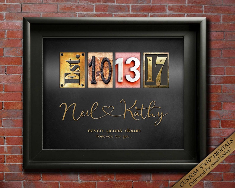 Personalised 7 year Wedding Anniversary Gift for husband and wife couple