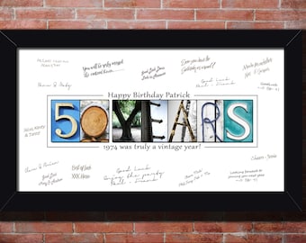 50 Year 50th Birthday Gift Ideas Him Men Husband Cheers to Party Decorations Guestbook