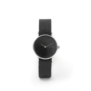 Women&#39;s watch in black leather and black dial