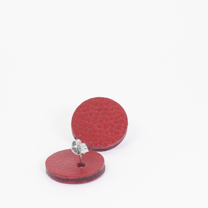 60/'s red leather earrings