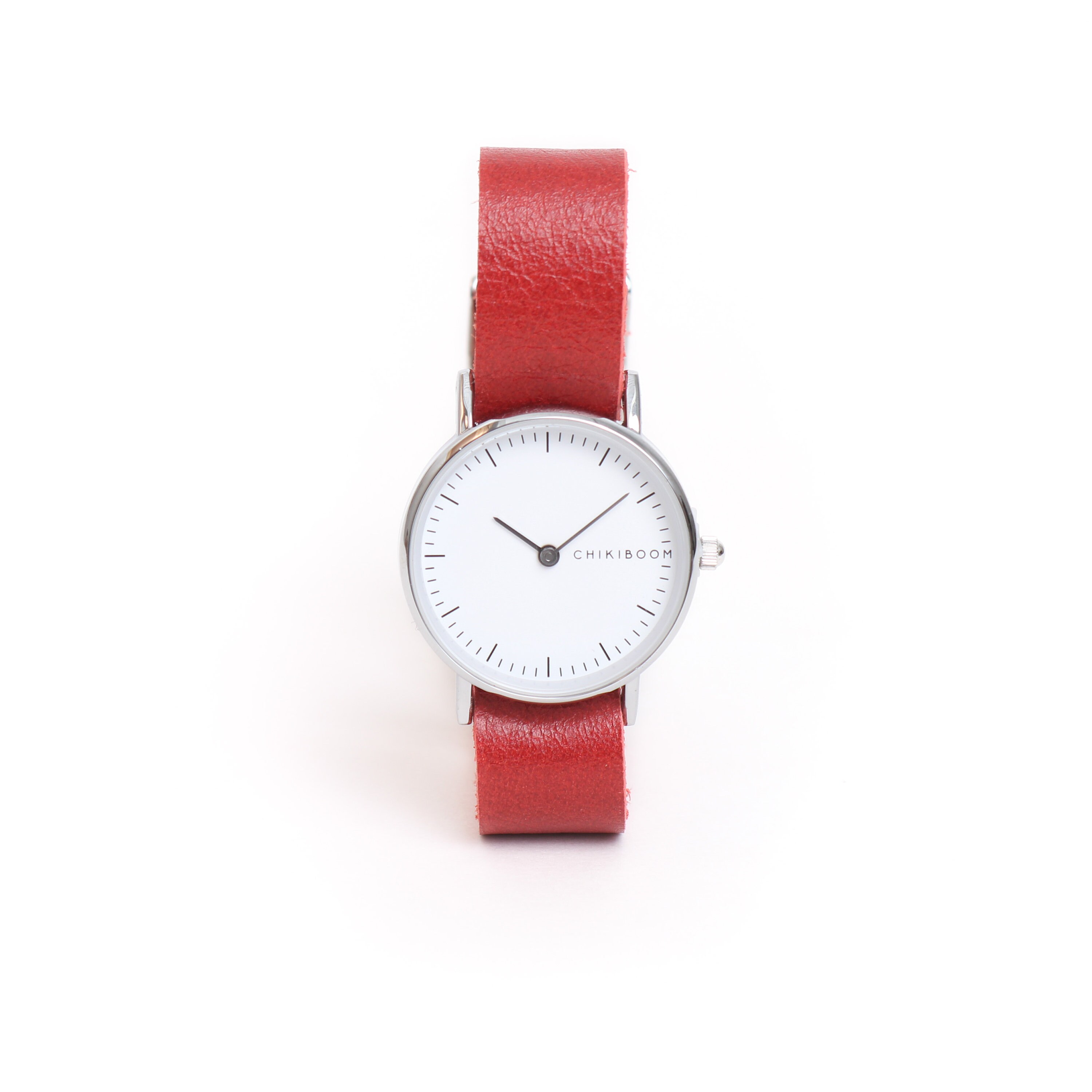 Vintage EUC Leather Red & White Watch Vintage EA Orologio Moda Italia Large Face Men main image 3