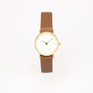 Women&#39;s watch in brown leather and cream and gold dial